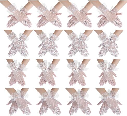 16 Pairs of Women Lace Gloves Tea Party Elegant Short Gloves for Vintage Ladies Wedding Wrist in Kuwait