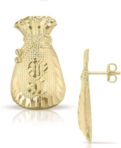 trap house and money bag earing with 14k gold plated brass material earing in Saudi Arabia