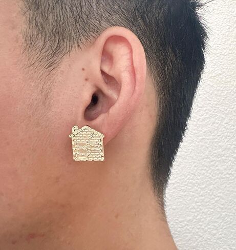 trap house and money bag earing with 14k gold plated brass material earing in Saudi Arabia