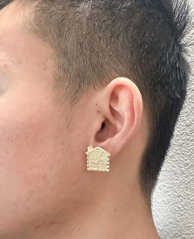 trap house and money bag earing with 14k gold plated brass material earing in Saudi Arabia