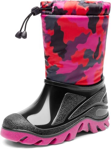 DREAM PAIRS Boys Snow Boots Waterproof Camouflage Slip Resistant Mid Calf Faux Fur Lining Outdoor Winter Shoes for Little/Big Kids in Kuwait