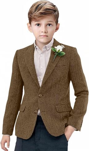 Boys Suit Blazer Retro Tweed Kids Jacket for Boy Herringbone Vintage Sport Coat Formal School Casual Wedding Jacket in Kuwait