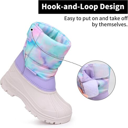 Cior Kids Snow Boots Girls Boys Outdoor Boots مقاومة للماء للأحذية الدافئة الصغار مع الفراء المبطن (طفل صغير/أطفال صغار) in Kuwait