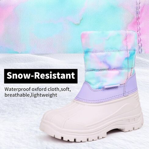 Cior Kids Snow Boots Girls Boys Outdoor Boots مقاومة للماء للأحذية الدافئة الصغار مع الفراء المبطن (طفل صغير/أطفال صغار) in Kuwait