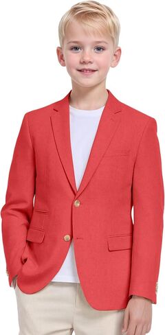 Boys Linen Suit Jacket Summer Casual Sport Coats Wedding Guest Outfit Linen Blazer for Boy School Uniform Beach Wedding in Saudi Arabia
