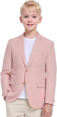 Boys Linen Suit Jacket Summer Casual Sport Coats Wedding Guest Outfit Linen Blazer for Boy School Uniform Beach Wedding in Saudi Arabia