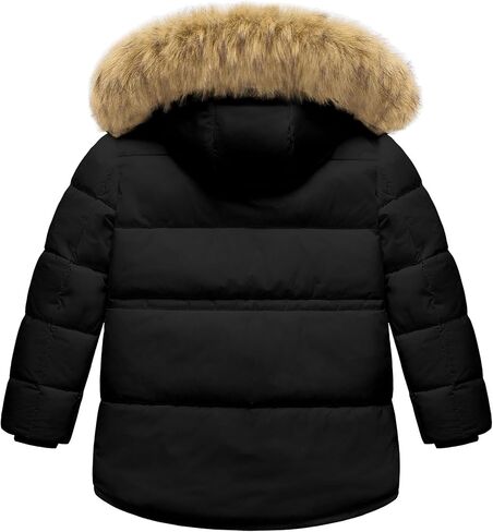 Boy's Winter Coat Waterproof Kids Puffer Jacket Thicken Parka Fleece Lined Bubble Ski Snow Outerwear with Fur Hood in Kuwait