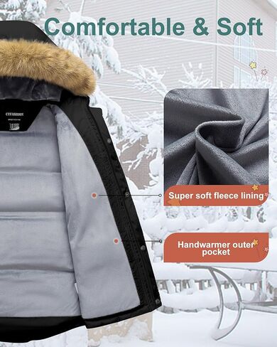 Boy's Winter Coat Waterproof Kids Puffer Jacket Thicken Parka Fleece Lined Bubble Ski Snow Outerwear with Fur Hood in Kuwait