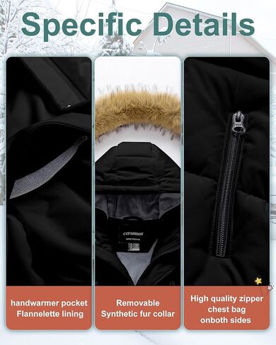 Boy's Winter Coat Waterproof Kids Puffer Jacket Thicken Parka Fleece Lined Bubble Ski Snow Outerwear with Fur Hood in Kuwait