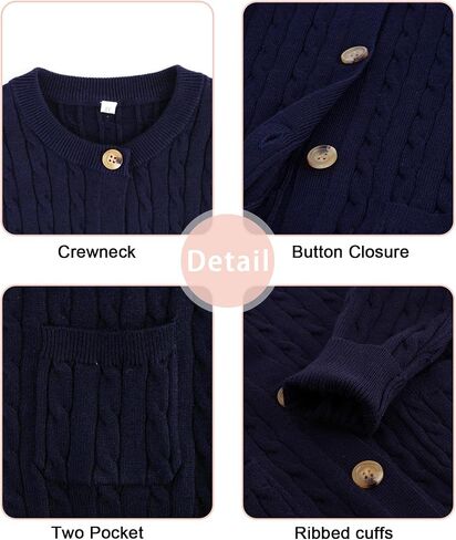 Girls Cardigan Long Sleeve Button Front Sweater Toddler Kids Knit School Uniforms Sweaters with Pockets 3-12 Years in Kuwait