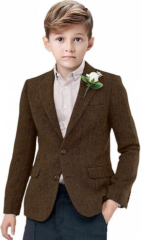 Boys Suit Blazer Retro Tweed Kids Jacket for Boy Herringbone Vintage Sport Coat Formal School Casual Wedding Jacket in Kuwait
