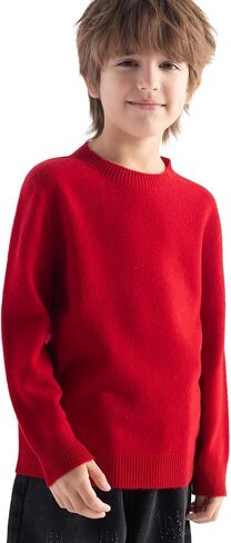 الأولاد والبنات 100 ٪ Merino Wool Sweater Fall Winter-Winter-Line-Oirt-Line Reep To Crewneck Long Semeve Sweater Sweater in Saudi Arabia