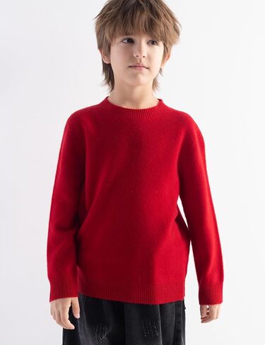 الأولاد والبنات 100 ٪ Merino Wool Sweater Fall Winter-Winter-Line-Oirt-Line Reep To Crewneck Long Semeve Sweater Sweater in Saudi Arabia