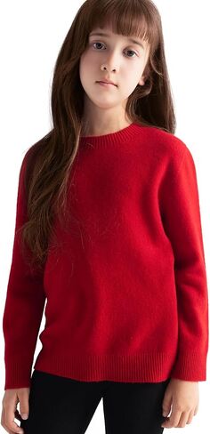 الأولاد والبنات 100 ٪ Merino Wool Sweater Fall Winter-Winter-Line-Oirt-Line Reep To Crewneck Long Semeve Sweater Sweater in Saudi Arabia