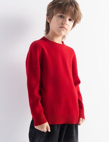 الأولاد والبنات 100 ٪ Merino Wool Sweater Fall Winter-Winter-Line-Oirt-Line Reep To Crewneck Long Semeve Sweater Sweater in Saudi Arabia