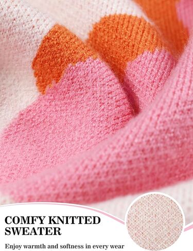 Girls' Knit Pattern Pullover Sweaters Crewneck Long Sleeve Fall Casual Tops, Size 5-14 Years in Kuwait