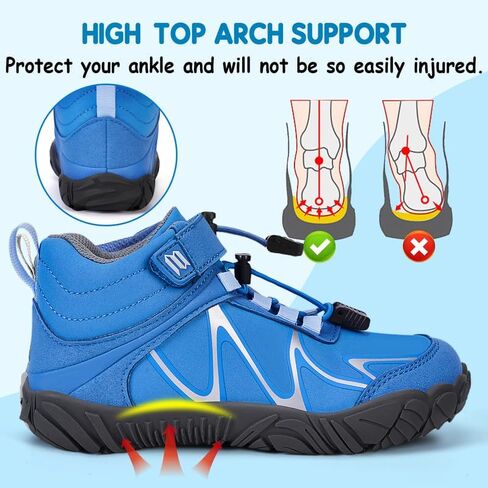 Barefoot Shoes for Kids, High Top Minimalist Sneakers Hiking Boots Kids Zero Drop Shoes Non-Slip Athletic Trekking Walking Boots for Little Kid/Big Kid in Saudi Arabia