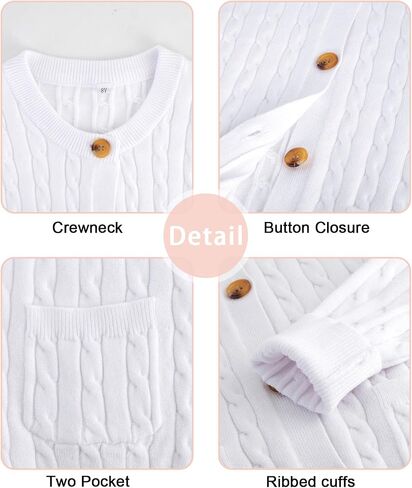 Girls Cardigan Long Sleeve Button Front Sweater Toddler Kids Knit School Uniforms Sweaters with Pockets 3-12 Years in Kuwait