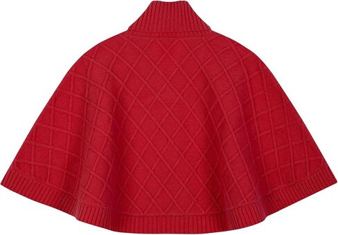 الكابل المتماسك بونشو للبنات ، الأطفال شال شال سترة كيب العطلة الماس ، عباءة فحص الماس مع أزرار لمدة 5-12 سنة in Kuwait