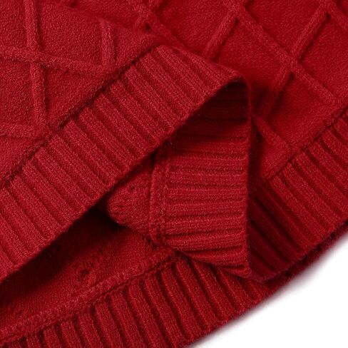 الكابل المتماسك بونشو للبنات ، الأطفال شال شال سترة كيب العطلة الماس ، عباءة فحص الماس مع أزرار لمدة 5-12 سنة in Kuwait