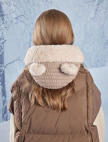 SEAUR Kid Winter Hat Scarf Set Boys Girls Knit Hood Hats Warm Fleece Lining Scarf Skull Cap Balaclava Beanie for 4-10 Years in Saudi Arabia