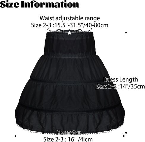 Baotongle Girls Petticoat Underskirt مع 3 أطواق كاملة الفتيات الفتيات بتنورة كرينولين تنورة كرينولين لحفلات الهالوين فستان يومي in Saudi Arabia