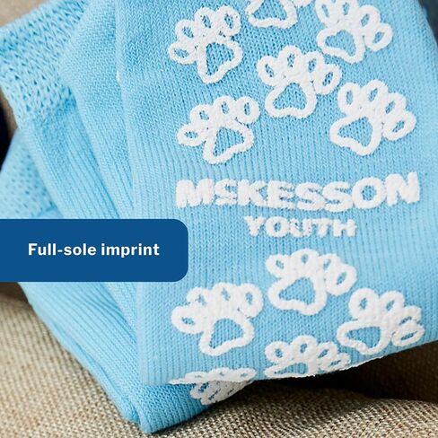 McKesson Terries Slipper Socks [48 Pairs], Non Slip Grip Hospital Socks, Youth Size, Unisex Grippy Slipper, Light Blue, Single Tread, Soft and Breathable Terry Cloth Inner in Saudi Arabia