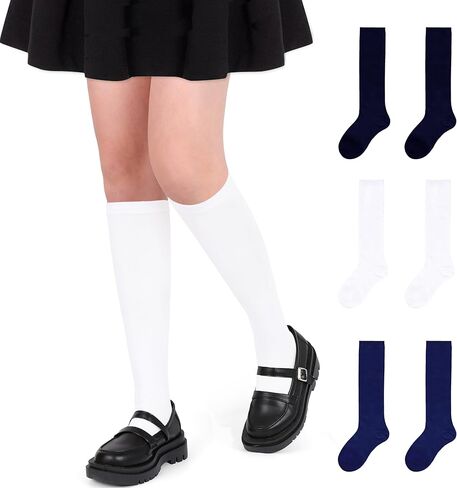YMYDYFC Girls Knee High Socks 3Packs Kids Toddler School Uniform Dress Sock in Kuwait