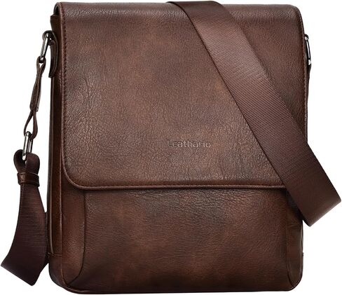 Leathario Men's Crossbody Bag, Vegan Leather, Shoulder Purse Side Sling Satchel, Small Messenger for Travel Work Daily in Kuwait
