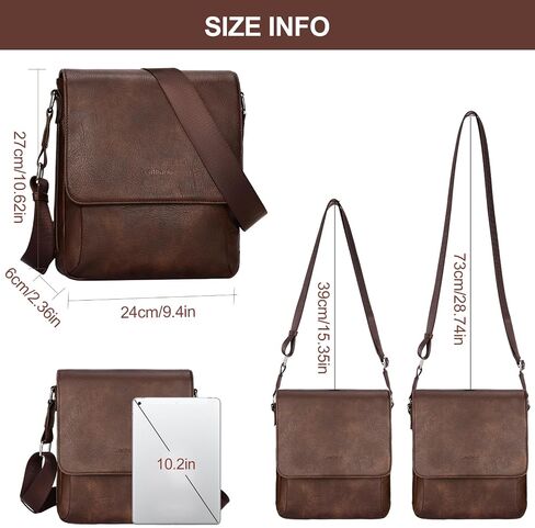 Leathario Men's Crossbody Bag, Vegan Leather, Shoulder Purse Side Sling Satchel, Small Messenger for Travel Work Daily in Kuwait