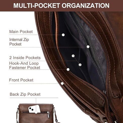 Leathario Men's Crossbody Bag, Vegan Leather, Shoulder Purse Side Sling Satchel, Small Messenger for Travel Work Daily in Kuwait