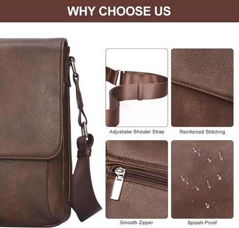 Leathario Men's Crossbody Bag, Vegan Leather, Shoulder Purse Side Sling Satchel, Small Messenger for Travel Work Daily in Kuwait