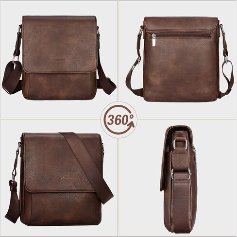 Leathario Men's Crossbody Bag, Vegan Leather, Shoulder Purse Side Sling Satchel, Small Messenger for Travel Work Daily in Kuwait