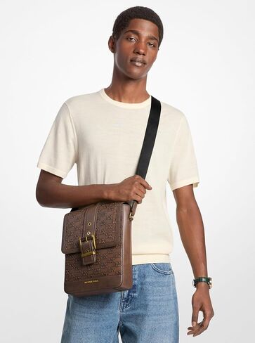 Michael Kors Colby Crossbody Map Bag, Brushed Gold-Tone Hardware/Chocolate in Saudi Arabia