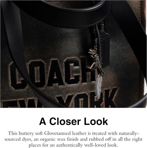 Coach Relay Tote in Loved Leather, Black/Light Tan in Saudi Arabia