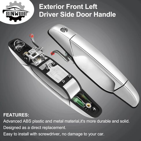 Chrome Exterior Rear Left Driver Side Door Handle Compatible with 2007-2013 Chevy Silverado Tahoe Avalanche Suburban,GMC Sierra Yukon XL Denali,Cadillac Escalade,|Replaces OE 15915659,22738725,80105 in Kuwait