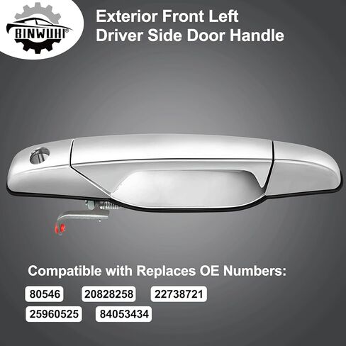 Chrome Exterior Rear Left Driver Side Door Handle Compatible with 2007-2013 Chevy Silverado Tahoe Avalanche Suburban,GMC Sierra Yukon XL Denali,Cadillac Escalade,|Replaces OE 15915659,22738725,80105 in Kuwait