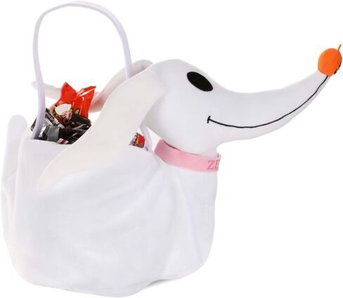 Disney Nightmare Before Christmas Zero Plush Candy Bucket - Soft Fabric with Handle, Officially Licensed in Saudi Arabia
