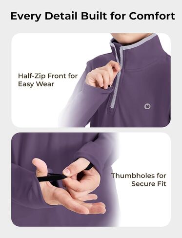 باطات الأطفال المحاكمة للحرارة ، سحابة ذكية ذكية ربع زيب ، pullover الرقبة وهمية مع أصفاد ثقب الإبهام in Kuwait