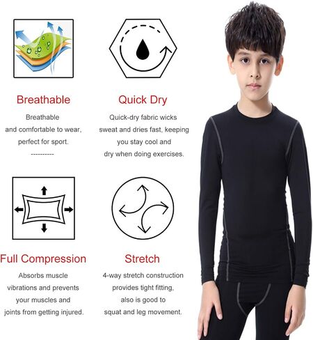 1 أو 3 حزمة شباب صبيان قميص كرة القدم Undershirt طويلة الأكمام القمصان الرياضية لكرة القدم تجريب باسيلايير in Kuwait