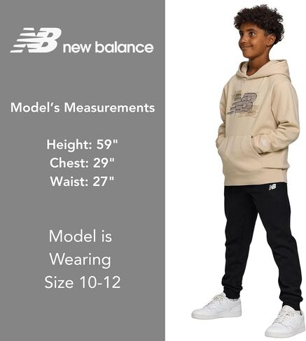 New Balance Boys Graphic Hoodie-Premium Comfy Cotton Plended Fleece Pullover Sweatshirt للأطفال والأحجام 4-20 in Saudi Arabia