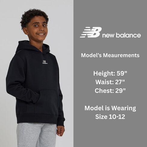 New Balance Boys Hoodie-القطن المريح المريح المريح Fleece Classic Pullover Sweatshirt للأطفال والأحجام 4-20 in Saudi Arabia