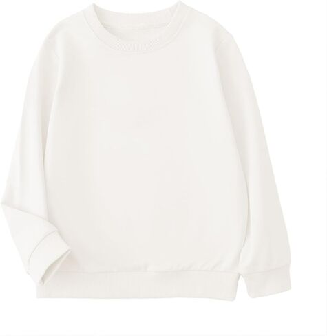 Toddler Kids Sweatshirt Solid Color Cotton Pullover Crewneck Long Sleeve Tshirts Tops 2-12 Years in Saudi Arabia