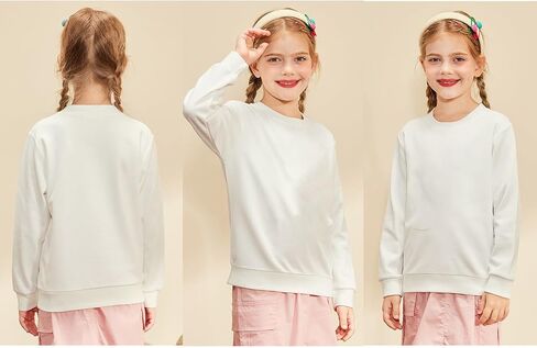 Toddler Kids Sweatshirt Solid Color Cotton Pullover Crewneck Long Sleeve Tshirts Tops 2-12 Years in Saudi Arabia