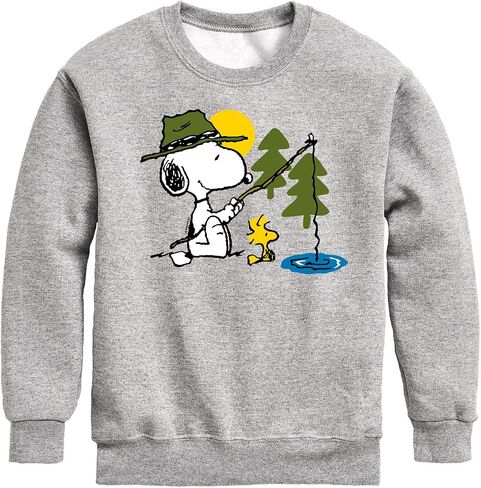 الملابس الهجينة - الفول السوداني - Snoopy Woodstock Fishing - Toddler & Youth Crewneck Sweece Shirt in Saudi Arabia