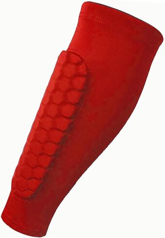Leg Sleeves and Shin Guards for Soccer with Calf Support for Athletes - Compression Sleeves with Honeycomb Protection- red L in Saudi Arabia