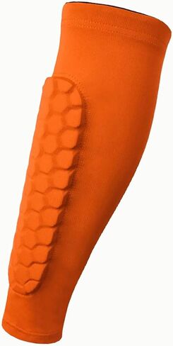 Leg Sleeves and Shin Guards for Soccer with Calf Support for Athletes - Compression Sleeves with Honeycomb Protection- orange XL in Saudi Arabia