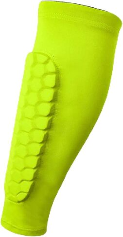 أكمام الساق وحراس الساق لكرة القدم مع دعم العجل للرياضيين - أكمام ضغط مع حماية قرص العسل - أصفر الفلورسنت م in Kuwait