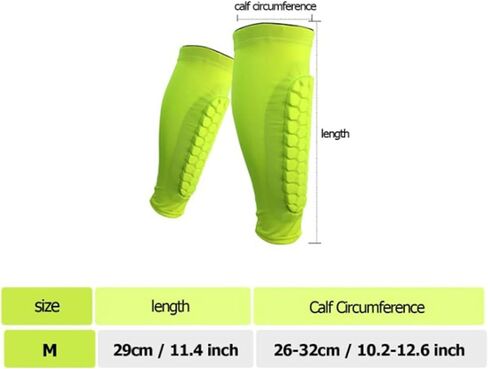أكمام الساق وحراس الساق لكرة القدم مع دعم العجل للرياضيين - أكمام ضغط مع حماية قرص العسل - أصفر الفلورسنت م in Kuwait