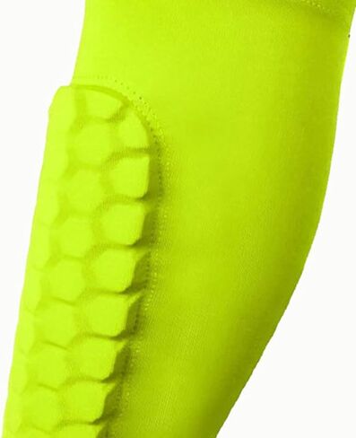 أكمام الساق وحراس الساق لكرة القدم مع دعم العجل للرياضيين - أكمام ضغط مع حماية قرص العسل - أصفر الفلورسنت م in Kuwait